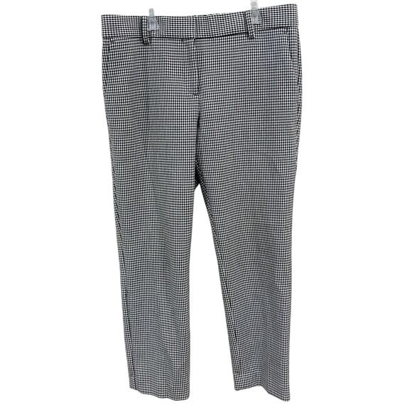 Ann Taylor Devin Gingham Pants Size 8 Black White Stretch Workwear Preppy Chic - Picture 1 of 8